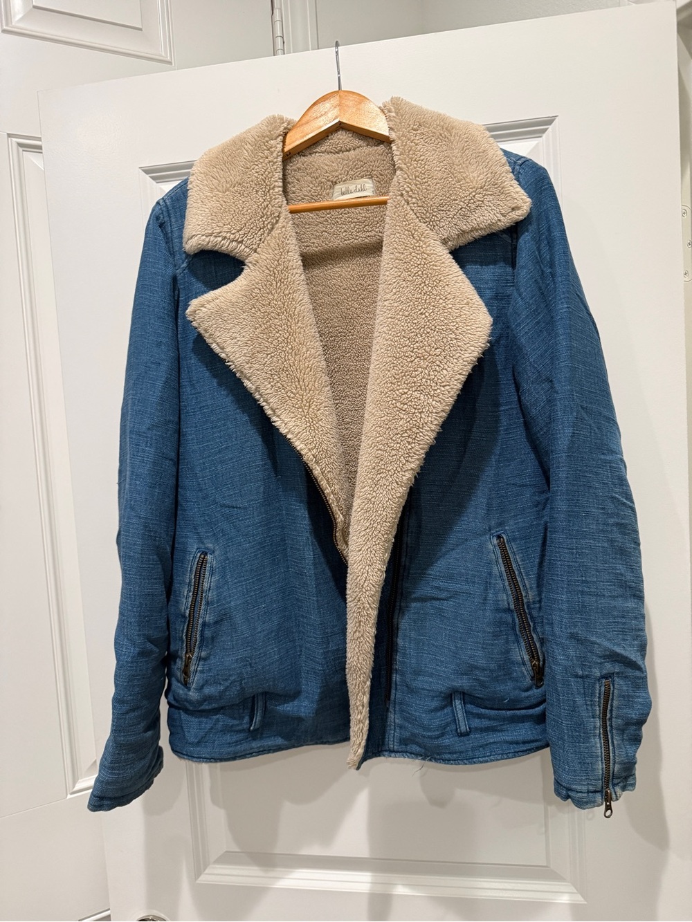 Bella Dahl Blue Jacket with Cream Sherpa Collar